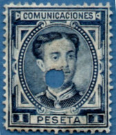 Spain 1876 Alfonso XII 1 Pta Telegraph Cancel - Gebraucht