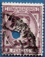 Spain 1876 Alfonso XII 4 Pta Telegraph Cancel - Gebraucht