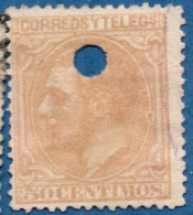 Spain 1879 Alfonso XII 50 C Telegraph Cancel - Oblitérés