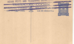 INDIA ENTERO POSTAL TRAVANCORE COCHIN - Non Classés