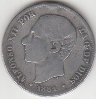 2 PESETAS DE PLATA DE 1881 ALFONSO XII SIN ESTRELLAS - Eerste Muntslagen