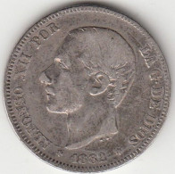 2 PESETAS DE PLATA DE 1881 ALFONSO XII CON ESTRELLAS FLOJAS - Primeras Acuñaciones