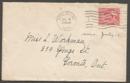 1909 Cover 2c Edward Machine Berlin Ontario To Toronto - Histoire Postale