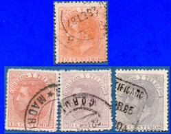 Spain 1882 Alfonso XII 5 C Shades, 30 & 75 C Cancelled - Oblitérés