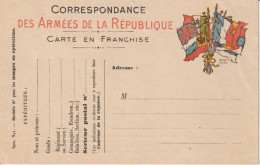 Carte En Franchise Drapeaux Neuve Correspondance Des Armées De La République - Guerre De 1914-18