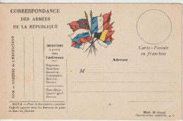 Carte En Franchise Drapeaux Neuve Correspondance Des Armées De La République - Guerre De 1914-18