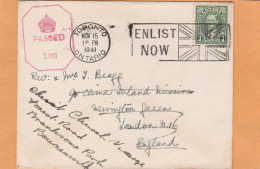 Canada 1941 Censored Cover Mailed - Brieven En Documenten