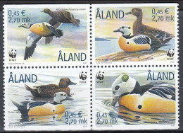 Aland 2001 (AVE064) (MNH) (Mi 183-186) - Steller's Eider (Polysticta Stelleri) - Marine Web-footed Birds