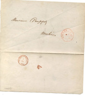 BRUGES/PP JANV 1851 (H.60) Vers Station De Malines + 4 (cachet D'arrivee,marque Supplém)  Marriage Fille D'un Colonel - 1830-1849 (Belgique Indépendante)