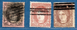 Spain 1870 - 2, 100 & 200 M 3 Values Bar Cancels - Gebruikt