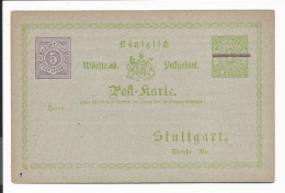 Württemberg PP 4 B1/01 **  - 5 Pf Auf 1 Kr Ziffer - Privatkarte Der Eisenbahn Güter Expedition - Sonstige & Ohne Zuordnung