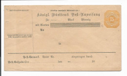 Württemberg AU 23 - 15 Pf  Ziffer Gelb Postanweisungs-Umschlag  - Autres & Non Classés