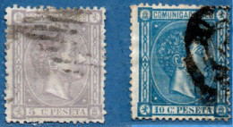 Spain 1875 Alfonso XII 5 & 10 C, 2 Values - Oblitérés