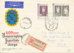 Poland Registered Cover Sent Air Mail To USA Krakow 15-5-1964 With A Lot Of Topic Stamps On Front And Backside Of The Co - Brieven En Documenten