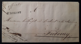 SUISSE SCHWEIZ SVIZZERA. LETTRE DE 1859 AVEC PEU FRÉQUENT CACHET NOIRE "RTE. ROMONT". TRÈS INTERESSANT. TRÈS BON ÉTAT. - Briefe U. Dokumente