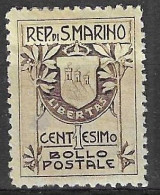 SAN MARINO -1907 - SCUDO - 1CENT ( 18,80 MM) - NUOVO MNH** (YVERT 47 - MICHEL 47I - SS 47) - Neufs