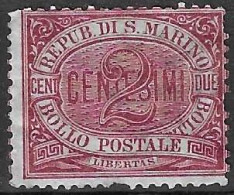 SAN MARINO -1895 - ORDINARIA - 2 CENT CARMINIO - NUOVO MNH ** (YVERT 26 - MICHEL 26- SS 26) - Nuovi