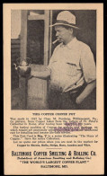U.S.A.(1926) Man Examining Copper Coffee Pot. Postal Card With Illustrated Ad On Reverse For Baltimore Copper Smelting & - 1921-40