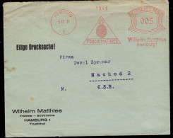 GERMANY(1931) Pineapple. Red Meter Cancellation On Envelope Fruchtmatthies. - Other & Unclassified