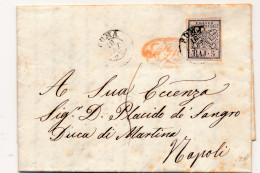 1852 Sassone N° 6 LAC Roma à Napoli. - Kirchenstaaten