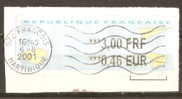 France 2001 - Vignette ATM Type Avions En Papier - Le François En Martinique - Montant En FF Et € - 2000 Type « Avions En Papier »