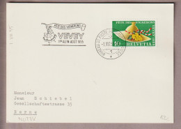 Motiv Wein, Reben, Vignerons 1955-08-01 Postkarte Marke + Stempel übereinstimmend "Fête Des Vignerons Vevey" - Vins & Alcools