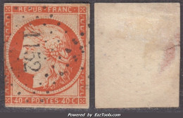 40c Orange Vif Oblitéré PC 1152 De Dunquerque (Dallay N° 5b, Cote 750€) - 1849-1850 Cérès