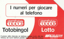 SCHEDA TELEFONICA USATA 1410 TOTOBINGOL - Pubbliche Speciali O Commemorative