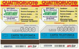 COPPIA SCHEDE TELEFONICHE USATE 310-1 QUATTRORUOTE (211 - Pubbliche Speciali O Commemorative