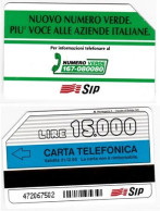 SCHEDA TELEFONICA USATA 343 NUOVO NUMERO VERDE (502 - Públicas Especiales O Conmemorativas