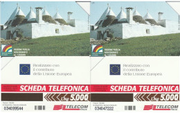 COPPIA SCHEDE TELEFONICHE USATE 514-5 REG. PUGLIA (544 - Publiques Spéciales Ou Commémoratives