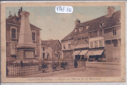 CHAOURCE- PLACE DE L EGLISE ET LE MONUMENT- MAGASIN AU BON MARCHE - Chaource