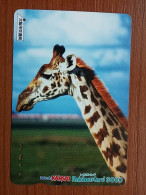 T-427 - JAPAN, Japon, Nipon, Carte Prepayee, Prepaid, Animal Giraffe, Girafe - Jungle