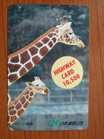 T-427 - JAPAN, Japon, Nipon, Carte Prepayee, Prepaid, Animal Giraffe, Girafe - Jungle