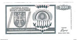 Bosnia Herzegovuna 1000 Dinara 1992  137  Unc - Bosnia And Herzegovina