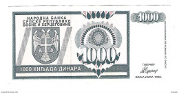 Bosnia Herzegovuna 1000 Dinara 1992  137  Unc - Bosnia Erzegovina