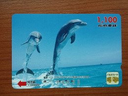 T-428 - JAPAN, Japon, Nipon, Carte Prepayee, Prepaid, Animal Dolphine, Dauphine - Vissen