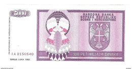 *bosnia- Herzegovina 5000 Dinara 1992   138  Unc - Bosnien-Herzegowina