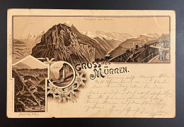 AK Litho Gruss Aus MÜRREN Mehrbildkarte Gestempelt/o KALK Mit Mi. Dt. Reich Nr. 46 EF Ankunftsstempel DÜREN 1900 - Mürren