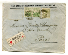 Roumanie :Lettre Recommandée De Bucarest (Bank Of Roumania) à Paris (Thédore Champion) De Juin 1916 - Covers & Documents