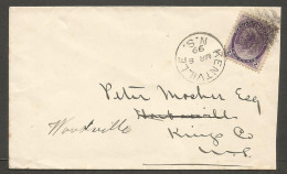 1899 Cover 2c Numeral CDS Kentville NS To Harbourville & Waterville Split Rings - Postal History