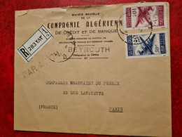 LETTRE LIBAN RECOMMANDE COMPAGNIE ALGERIENNE DE CREDIT ET DE BANQUE BEYROUTH POUR PARIS 1954 - Lebanon