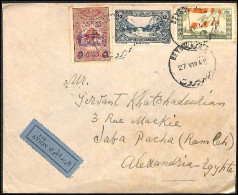 1943 Attractive Three-colored Airmail Franking From Bayreuth - Lebanon