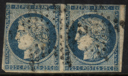 Paire Du 25c Cérès ND De 1850 Oblitéré Aspect TB (Y&T N° 4, Cote 140€) - 1849-1850 Cérès