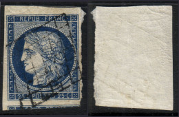 25c Cérès Bleu Foncé Bord De Feuille SUPERBE (Y&T N° 4a, Cote 75€) - 1849-1850 Cérès