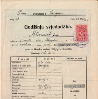 BOSNIEN  -   PRVA GIMNAZIJA SARAJEVO  -  GODISNJA SVJEDODZBA, SCHOOL REPORTS  -  1923   /   WITH TAX STAMP  50 PARA  SHS - Diplômes & Bulletins Scolaires