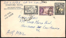 1953 Fiji - USA, Three Color Airmail Letter Sent To Hollywood - Fiji (...-1970)