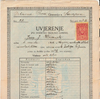 BOSNIEN  - DRZAVNA  PRVA GIMNAZIJA SARAJEVO  -  UVJERENJE, SCHOOL REPORTS  -  1928 -  WITH TAX STAMP  10 DINARA  SHS - Diplômes & Bulletins Scolaires