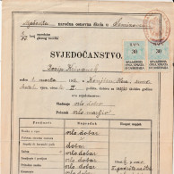BOSNIEN  -  MJESOVITA NARODNA  OS  SEMIZOVAC  -  SVJEDOCANSTVO, SCHOOL REPORTS  -  1922 -  WITH TAX STAMP  30 PARA SHS - Diplômes & Bulletins Scolaires
