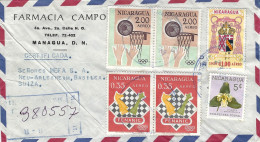 Nicaragua 1964 Managua Chess Basketball Orchid Lycaste Macrophylla Registered Cover - Echecs